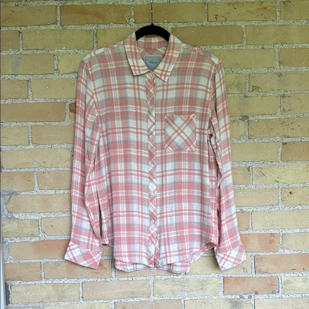 New Rails Pink, Blue and White Plaid Button Down Shirt - Picture 1 of 4